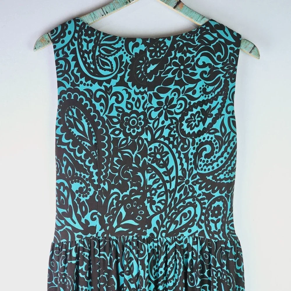 Jessica Howard Paisley Rouche Waist Sleeveless Midi High Neck Lined Dress, 10 - Picture 7 of 8